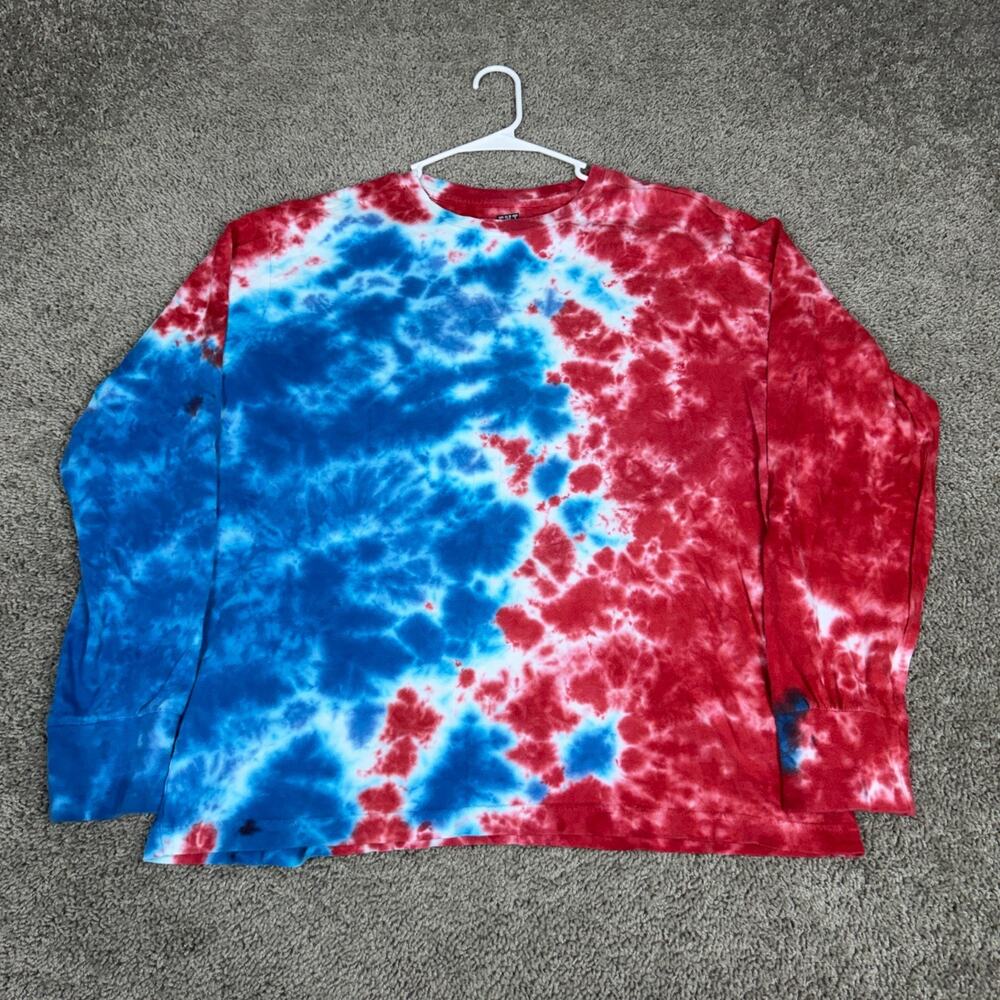 Enter The Void Shirt Mens Large Red White Blue Rocket Pop Tie Dye Long Sleeve